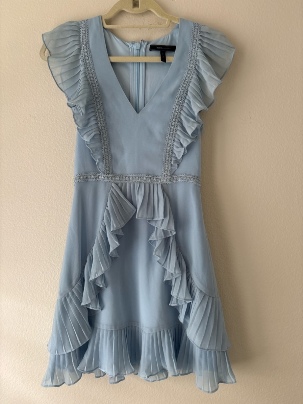 BCBGMaxAzria Pale Blue V-Neck Dress